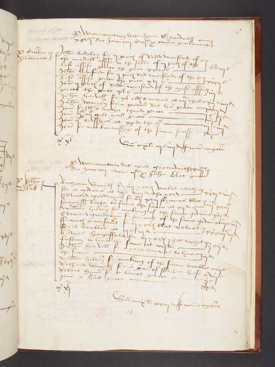 Andrew Windsor, a nagy ruhatár őrének elszámolásai, Egerton MS 3025 f.18r alkotó: English School