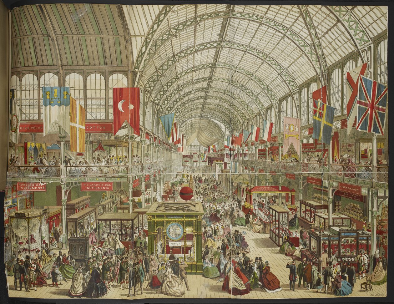 Hozzáadás. 35255 A nagy kiállítás a Crystal Palace-ban, különböző nemzetek zászlóival alkotó: English School