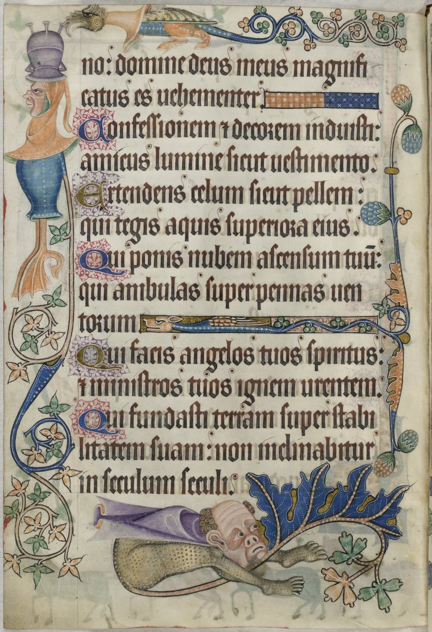 Add. 42130, f.182v Psalm 103, with grotesques, from the 