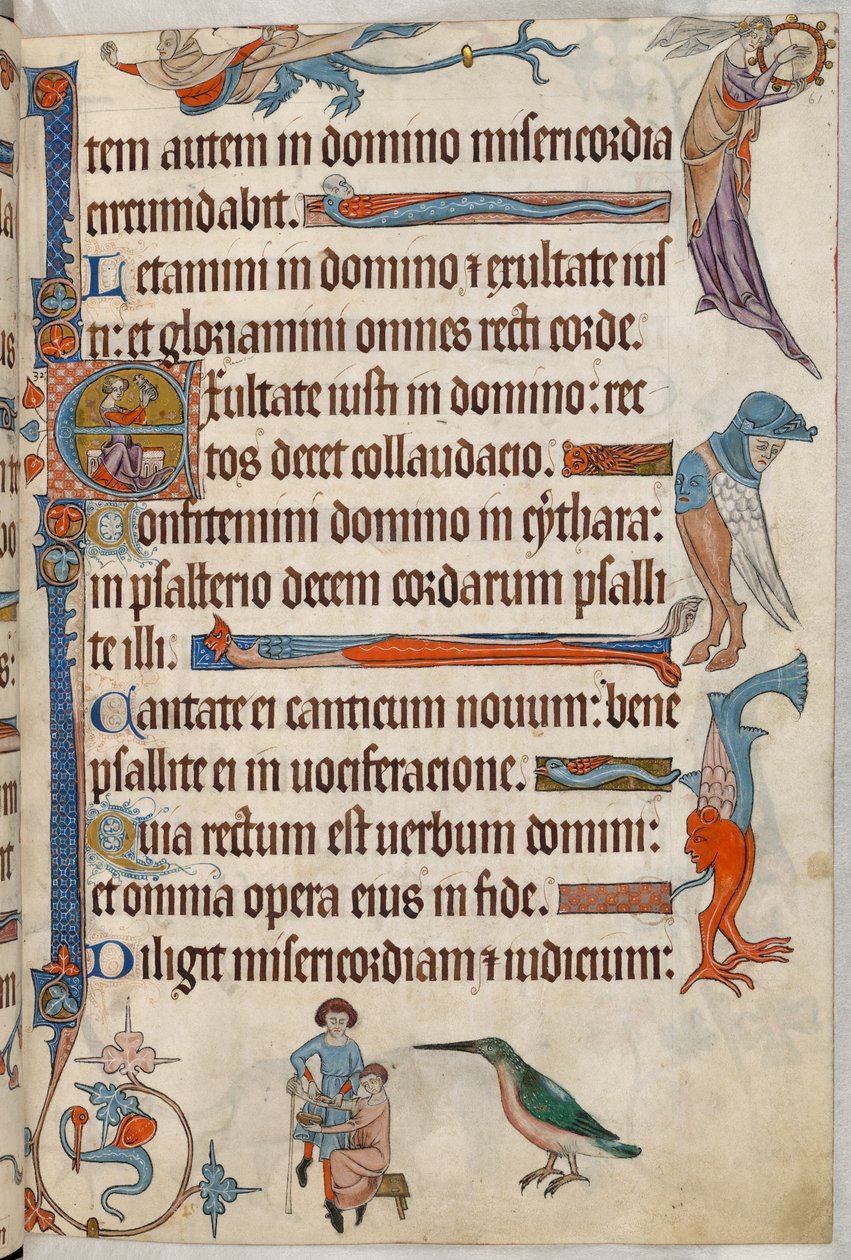 Hozzáadás. 42130, f.61, Orvos, aki kivéreztet egy beteget, a „Luttrell Psalter”, c.1325-35 (vellum) alkotó: English School