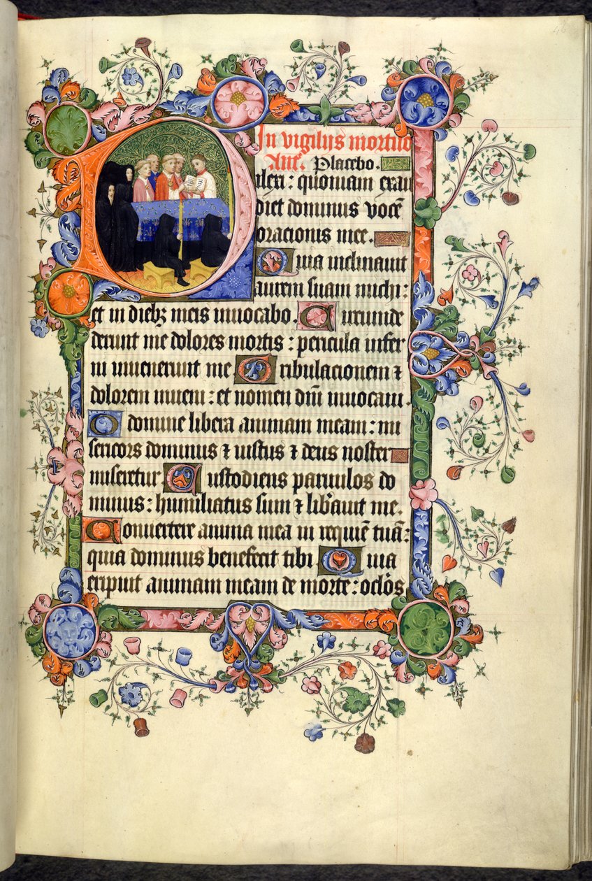 Hozzáadás. 42131 f.46r, Vigils of the Dead (Halottak Hivatala), gótikus négyzetekkel, a Bedford Hours-ból és a Zsoltárból alkotó: English School
