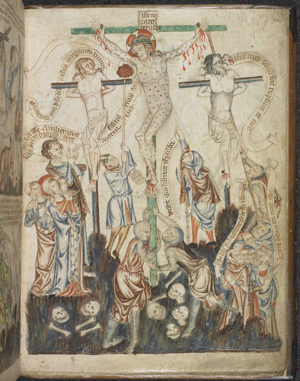 Hozzáadás. 47682, f.32, A keresztre feszítés, Holkham Bible Picture Bookból, 1320-30 körül (vellum) alkotó: English School