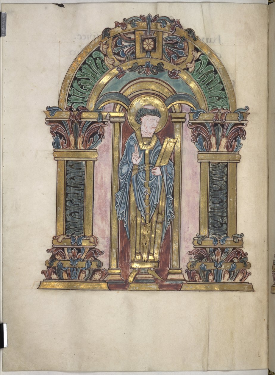 Hozzáadás. 49598, f.97v, St Swithun, Szent Aethelwold áldása, 971-984 (vellum) alkotó: English School