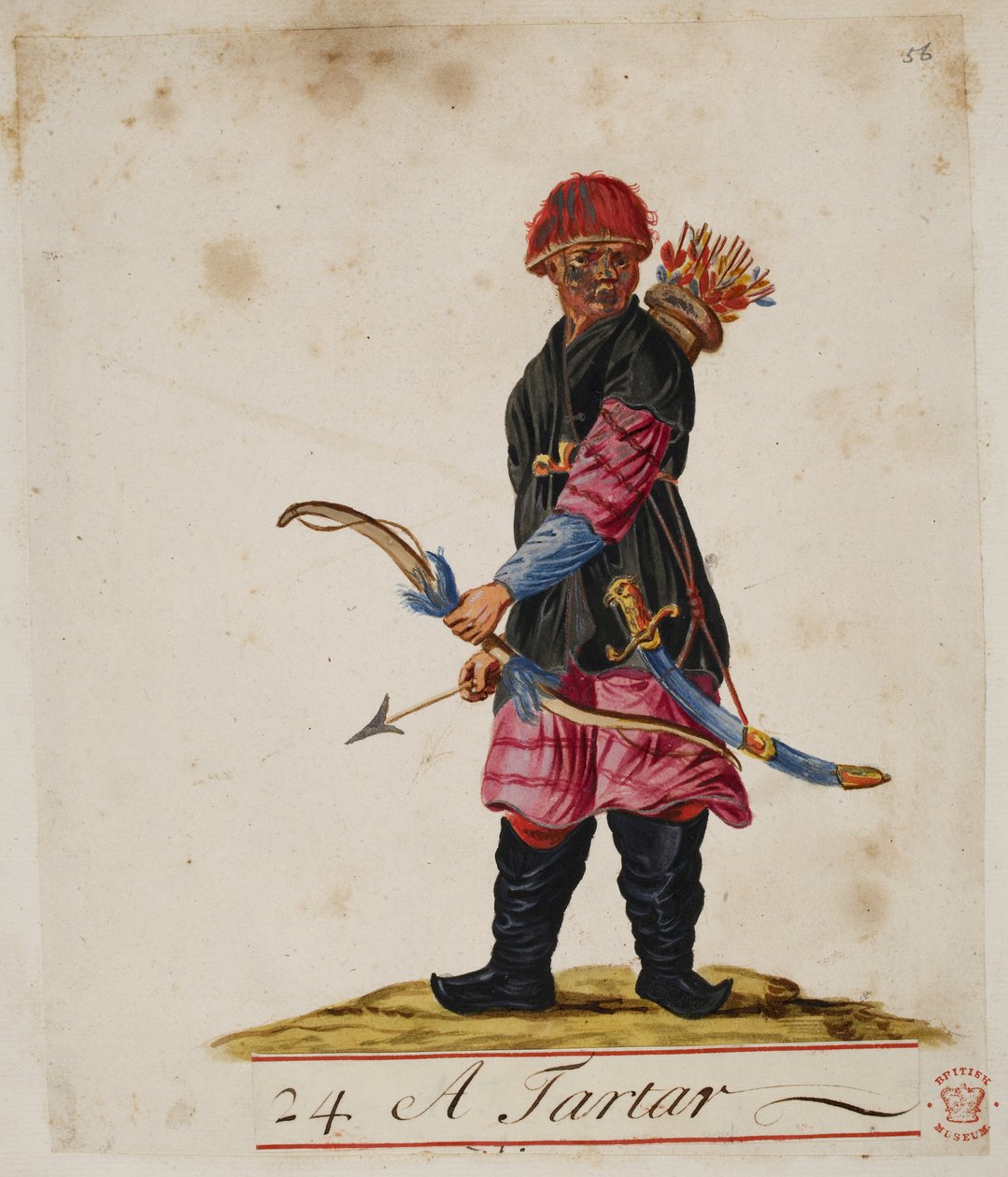 Hozzáadás. 5353, f.56 A Tarter, a „Különféle népek jelmezei gyűjteményeiből” alkotó: English School