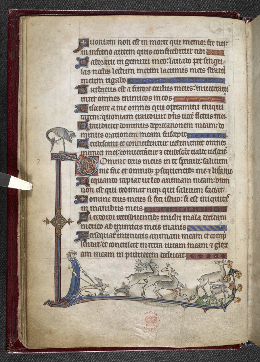 Adja hozzá az MS 24686, f.13v zsoltárt szélső kiterjesztéssel, amely részleges szegélyt képez, c.1284-1316 (vellum) alkotó: English School