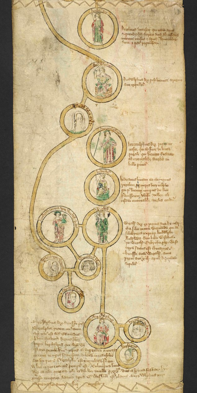 Adja hozzá az MS 47170 EGMONT PAPERS-t. Vol. CCLI „[E] latinul és franciául írt tekercs Anglia királyaival, mindkét oldalán Walter de Witteliseye testvér, a Burgo San Pietro kolostor szerzetese. Isten irgalmazzon lelkének. Ámen
