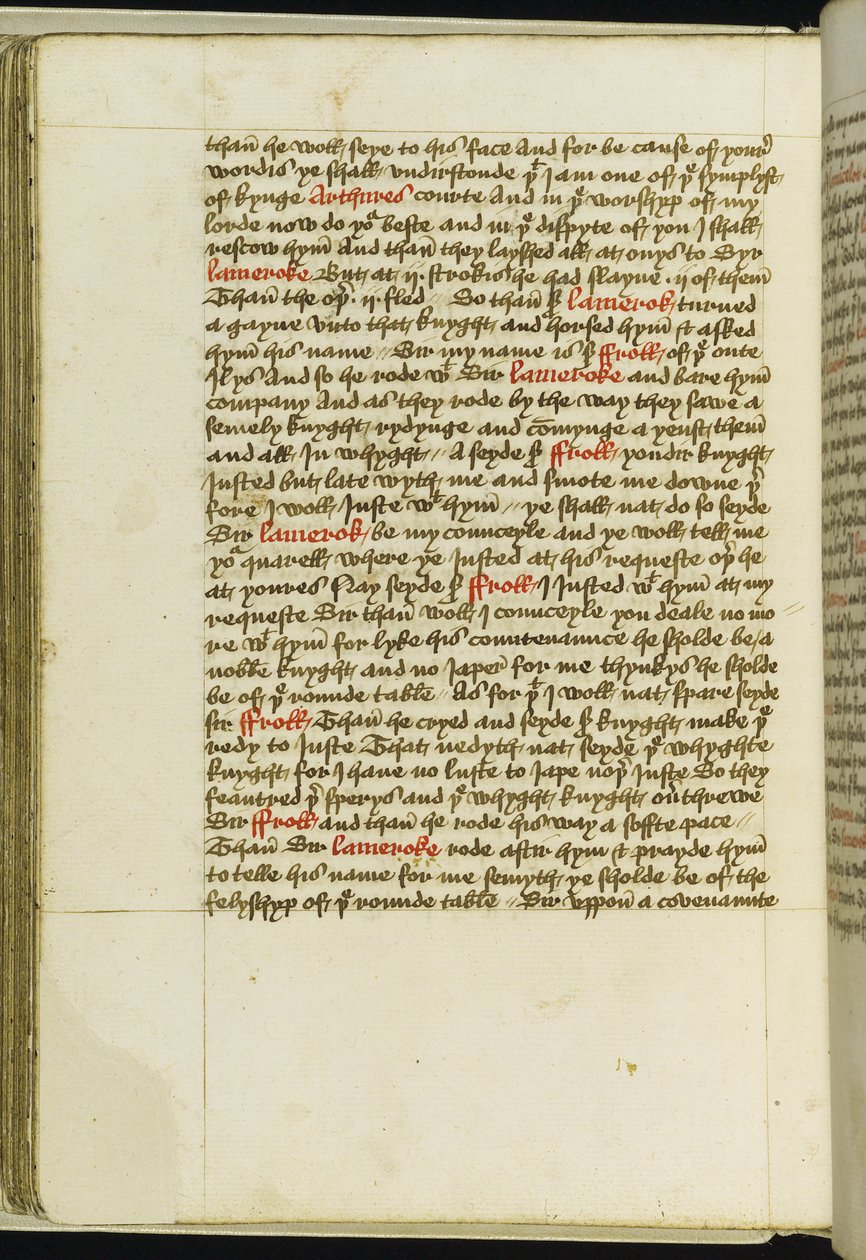 Add hozzá az MS 59678, f.185v „Le Morte Darthur”-t, Sir Thomas Malory, 1481-83 körül (tinta papíron) alkotó: English School