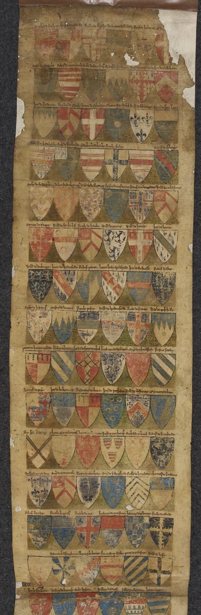 77720-as tekercs hozzáadása Illusztráció a „The Dering Roll”-ból, 1270-80 körül (pergamen) alkotó: English School