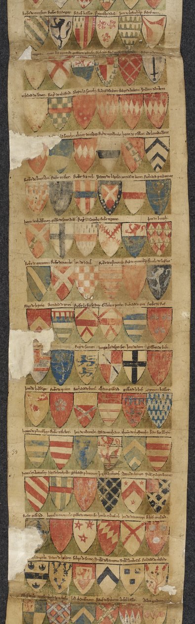 77720-as tekercs hozzáadása Illusztráció a „The Dering Roll”-ból, 1270-80 körül (pergamen) alkotó: English School