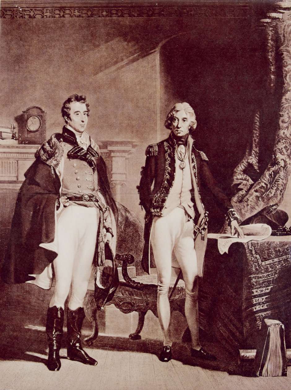 Nelson admirális (1758-1805) Sir Arthur Wellesley ezredessel (1769-1852) Wellington hercegével alkotó: English School