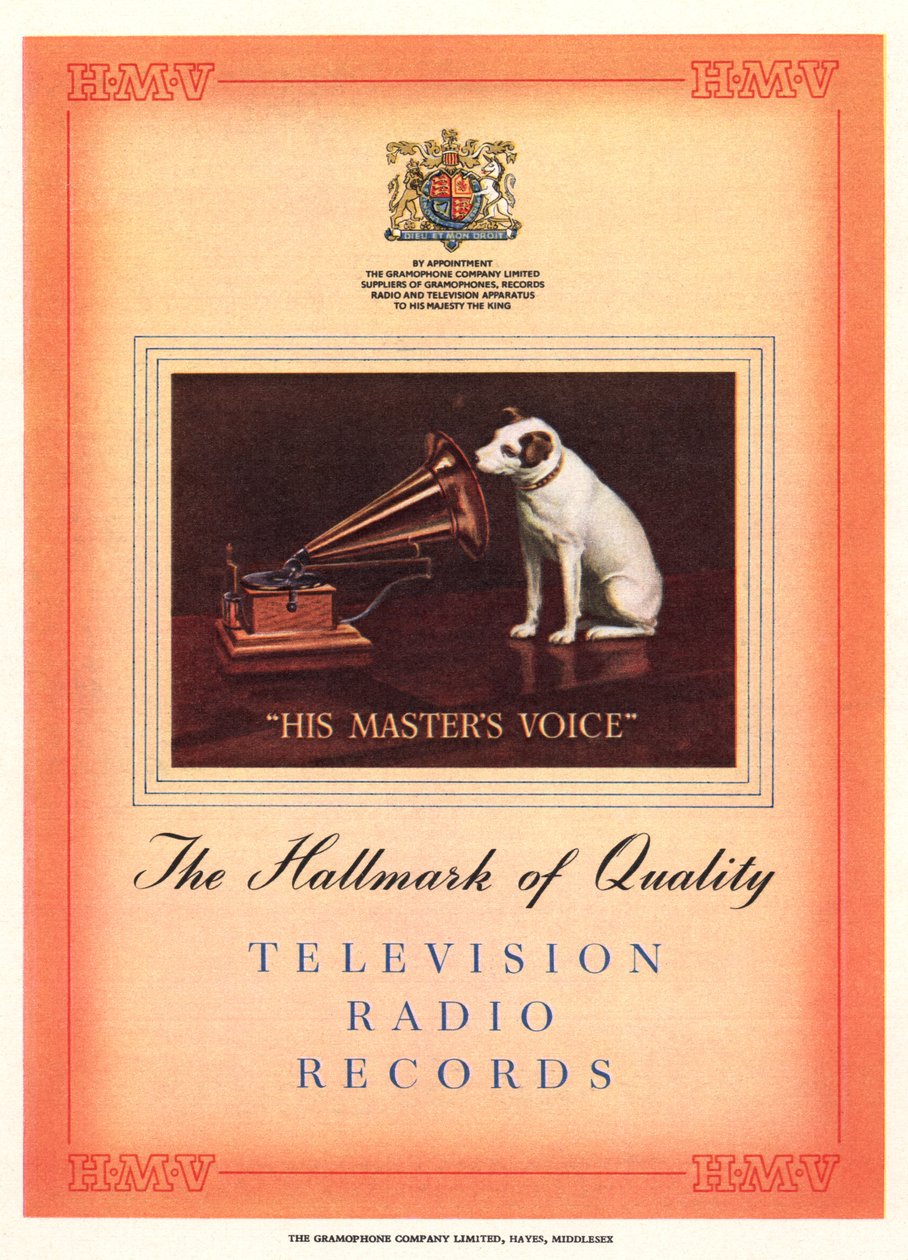 A His Masters Voice hirdetése, illusztráció a South Bank Exhibition katalógusából, Fesztivál of Britain, London, 1951 alkotó: English School