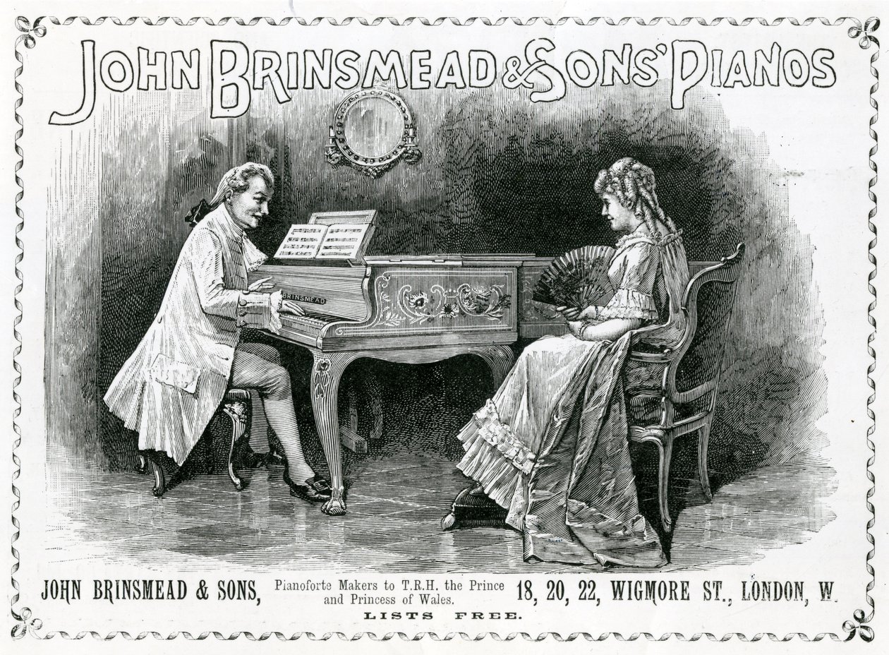 Advertisement, John Brinsmead and Sons Pianos, Illusztráció a Grafikához, 1891. július 4. (metszet) alkotó: English School