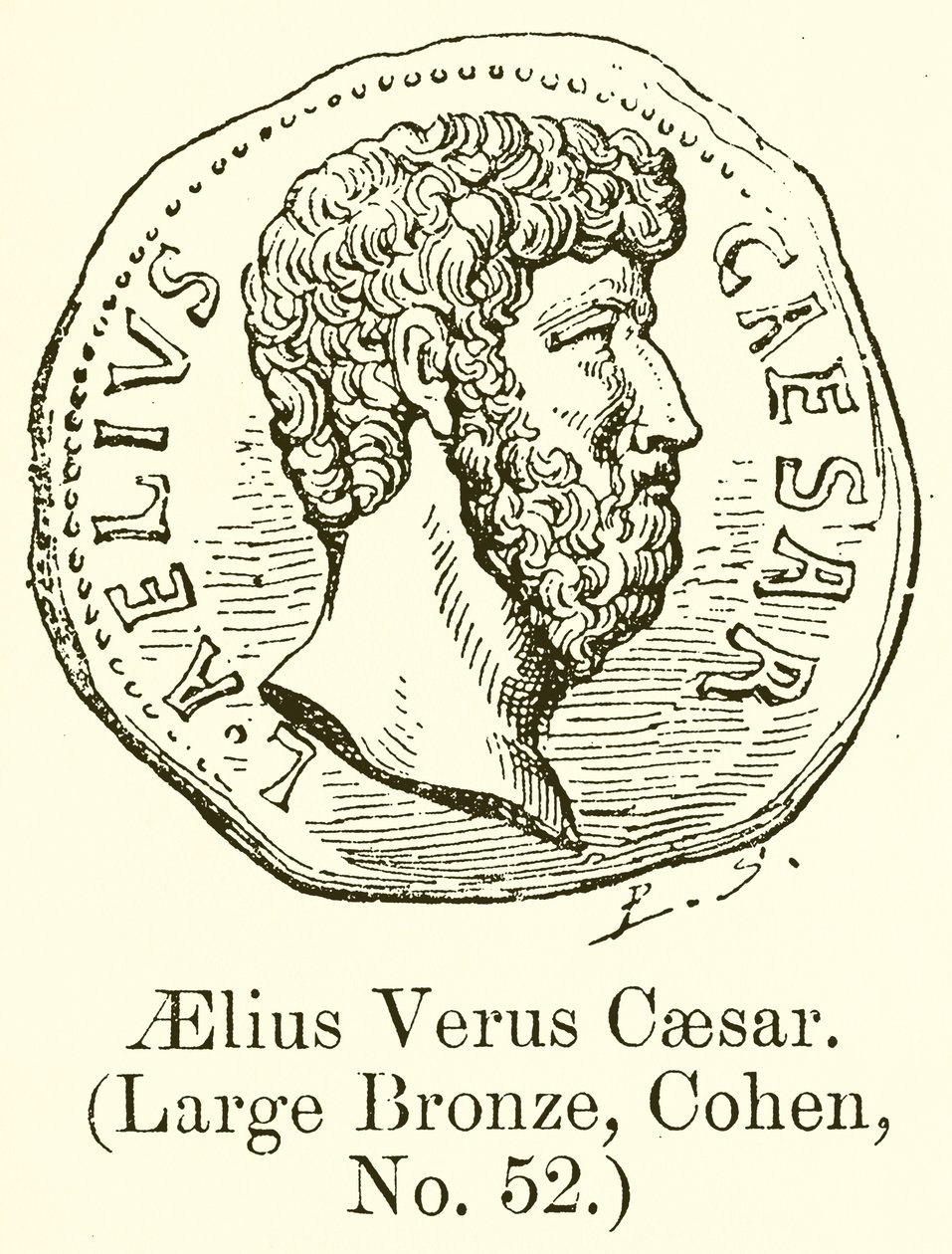 Aelius Verus Caesar. (Nagyméretű bronz, Cohen, No. 52) (metszet) alkotó: English School