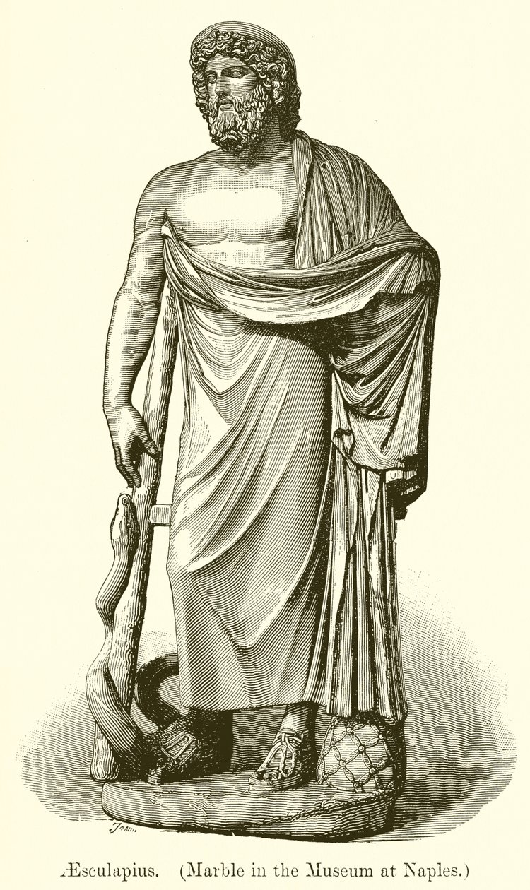Aesculapius (márvány a nápolyi múzeumban) (metszet) alkotó: English School