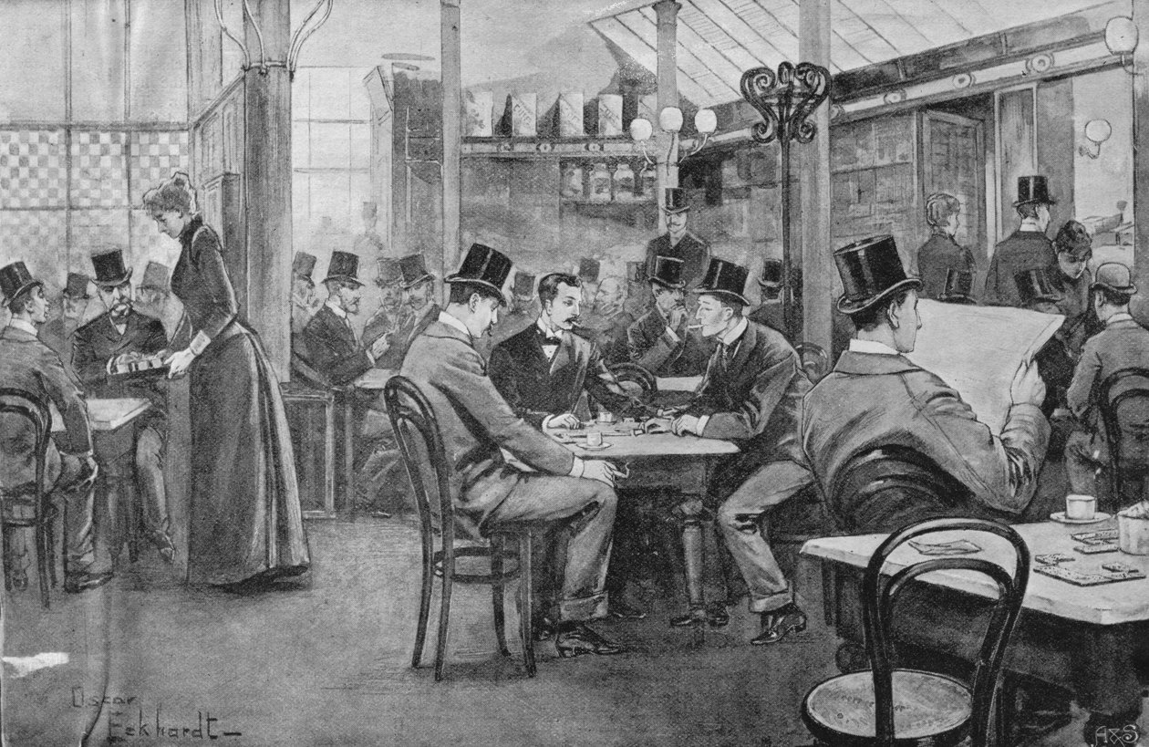 Ebéd után egy mekkai kávéházban 1893-ban, a London Coffee-Houses múltból és jelenből alkotó: English School