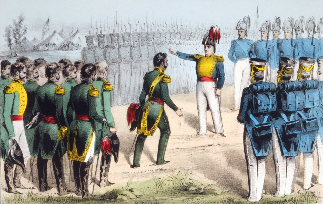 A monterreyi csata után Pedro de Ampudia mexikói tábornok feladja a várost Zachary Taylor amerikai tábornoknak az 1846-48-as mexikói-amerikai háborúban. alkotó: English School