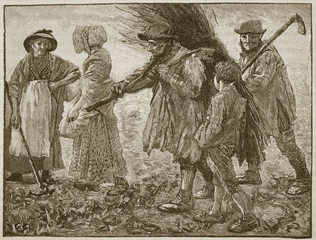 Mezőgazdasági munkások az első reformparlament idején, illusztráció a Cassells Illustrated History of Englandből (szépia fotó) alkotó: English School