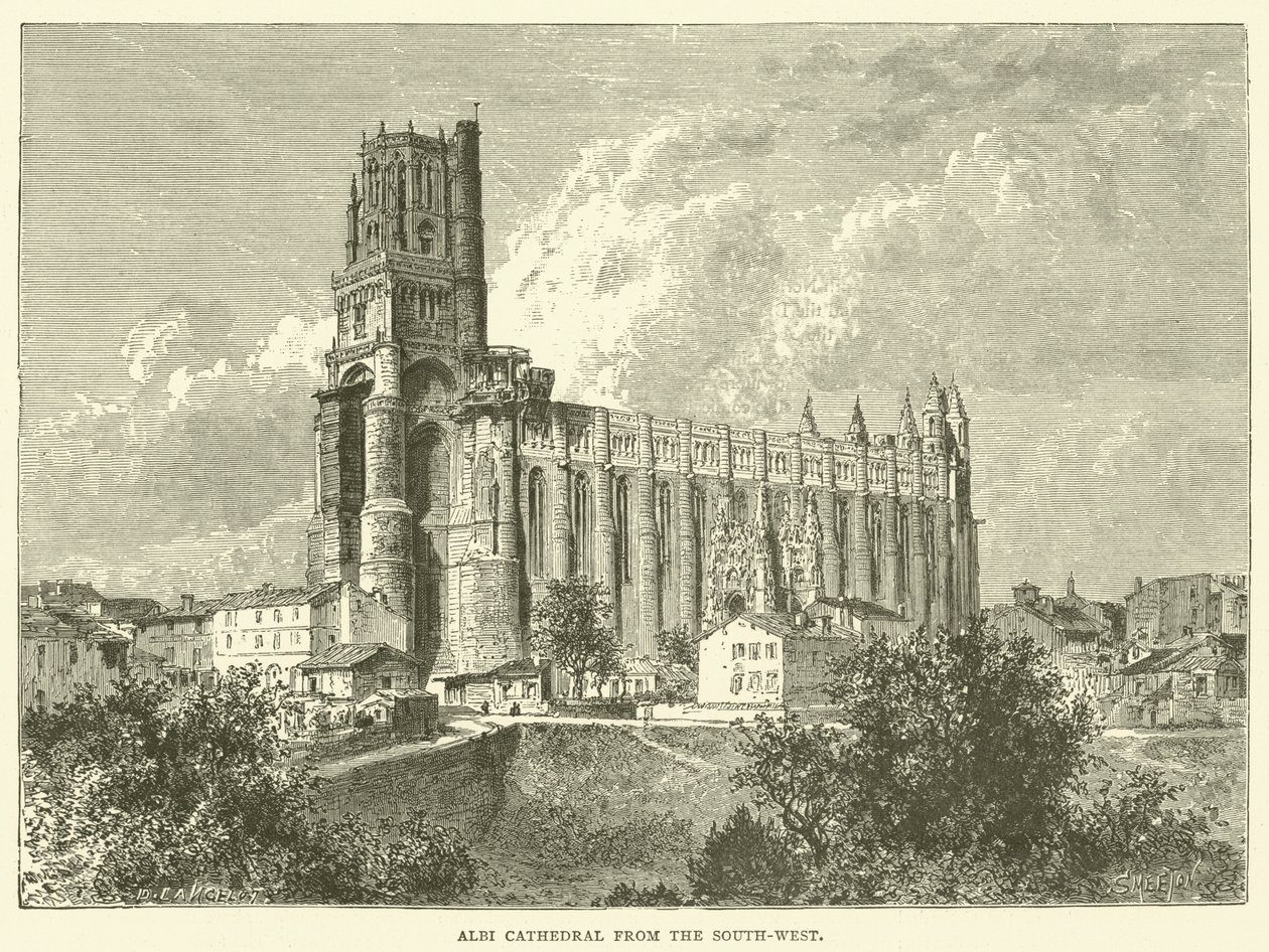 Albi székesegyház délnyugatról (metszet) alkotó: English School