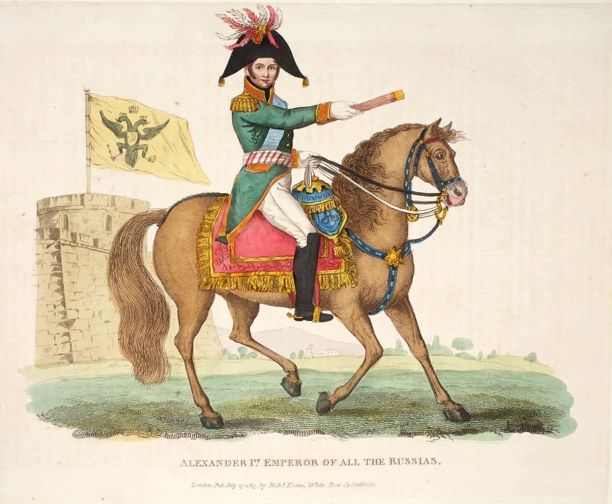 I. Sándor, az összes oroszok császára, kocsma. Richard Evans, vésette Romney, illusztráció a Waterloo-i csata történetéről, William Mudford, 1816 alkotó: English School