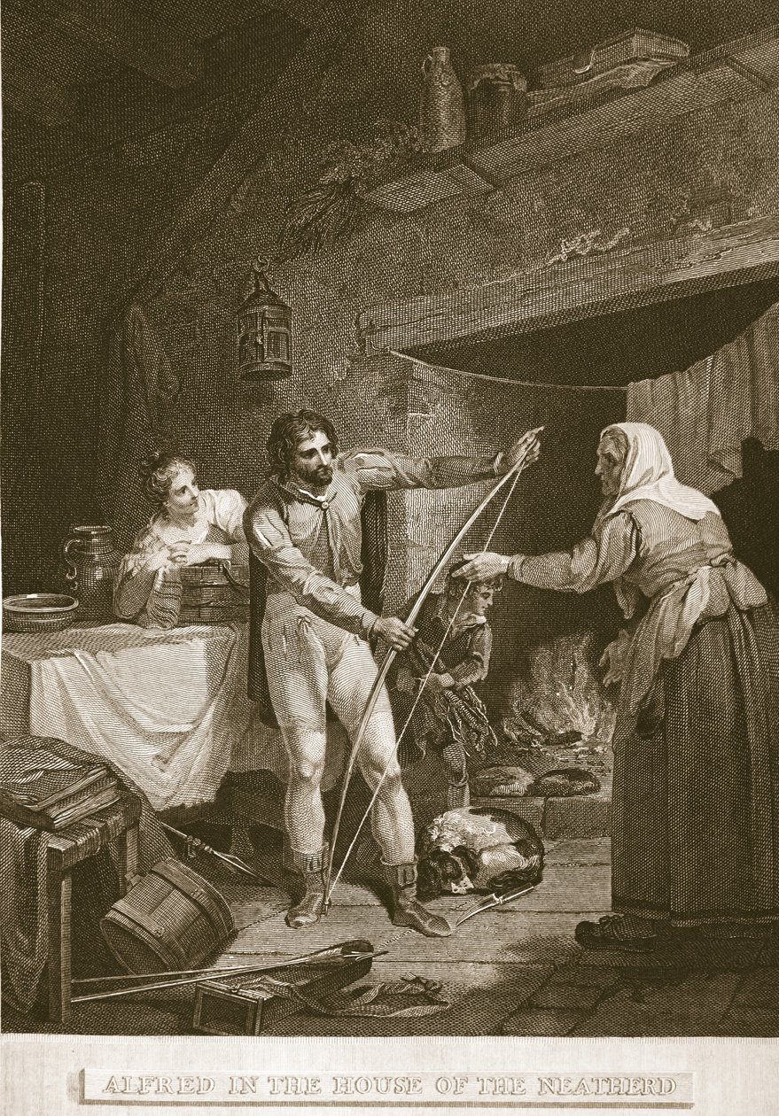 Alfred in the House of the Neatherd, illusztráció David Humestól Anglia története, pub. R. Bowyer, London, 1812 alkotó: English School