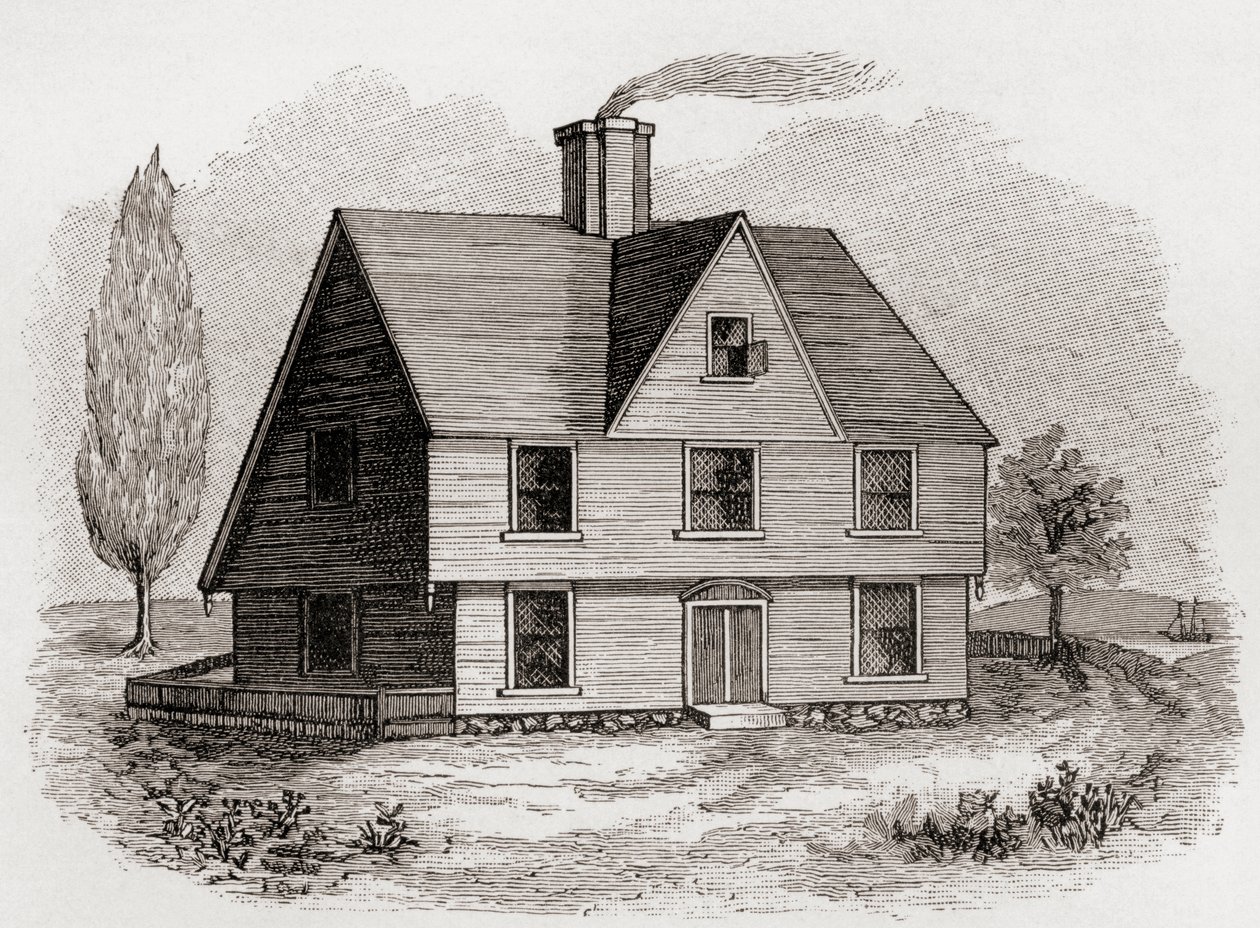 Allyn House, New Plymouth, Észak-Amerika, J. R. Green „A Short History of the English People” című művéből, amelyet 1893-ban adtak ki alkotó: English School
