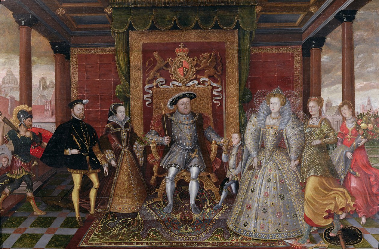 A Tudor-utódlás allegóriája: VIII. Henrik családja, 1589-95 alkotó: English School