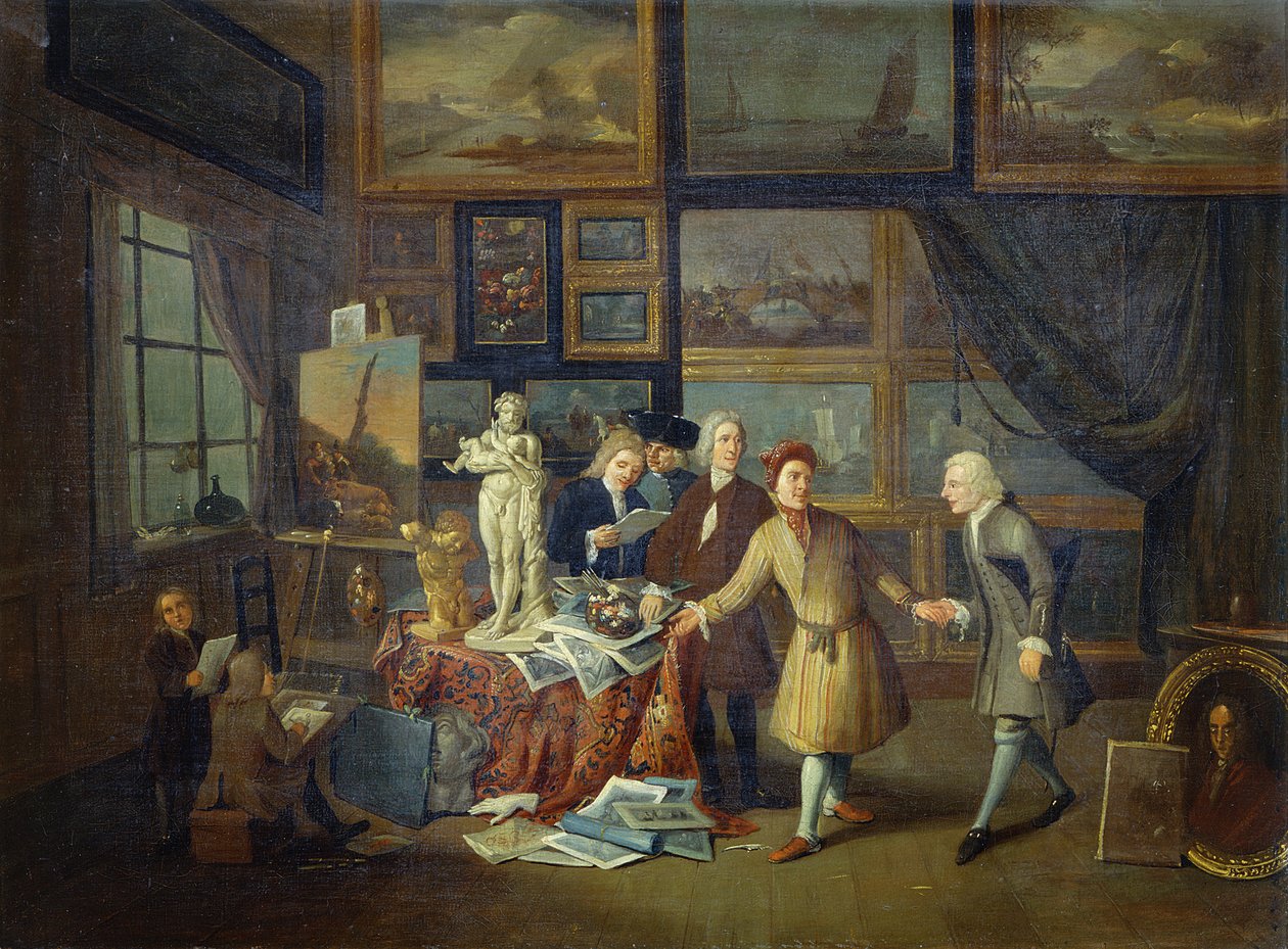 Egy művész műterme, 1730 körül (olaj, vászon) alkotó: English School