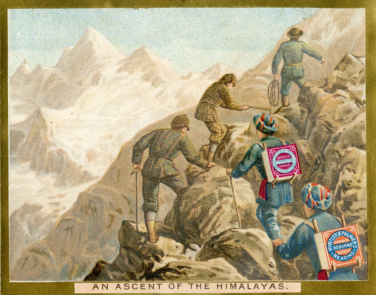 A Himalája felemelkedése, a Huntley & Palmers Biscuits promóciós kártyája, 1890 körül alkotó: English School