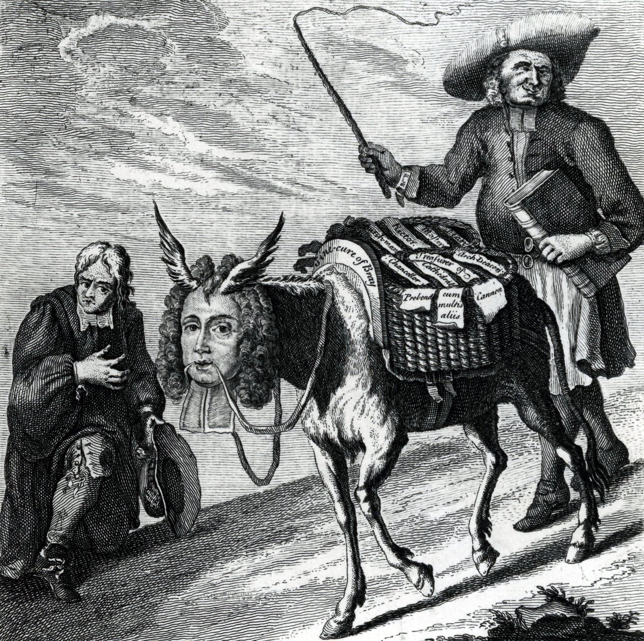 Egyházi preferenciákkal megrakott szamár, 1737 alkotó: English School
