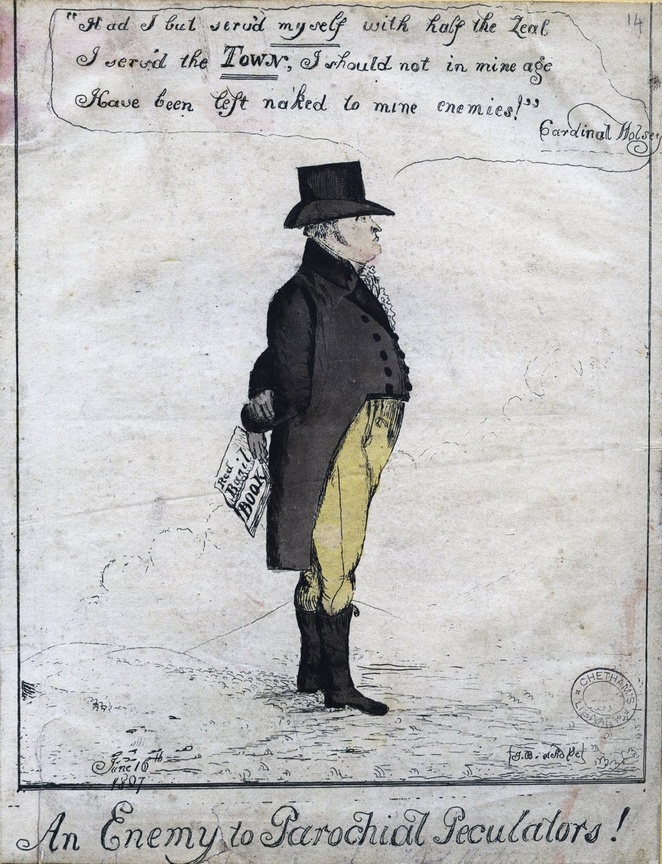 An Enemy to Parochial Peculators!, 1807 (kézzel színezett rézkarc) alkotó: English School