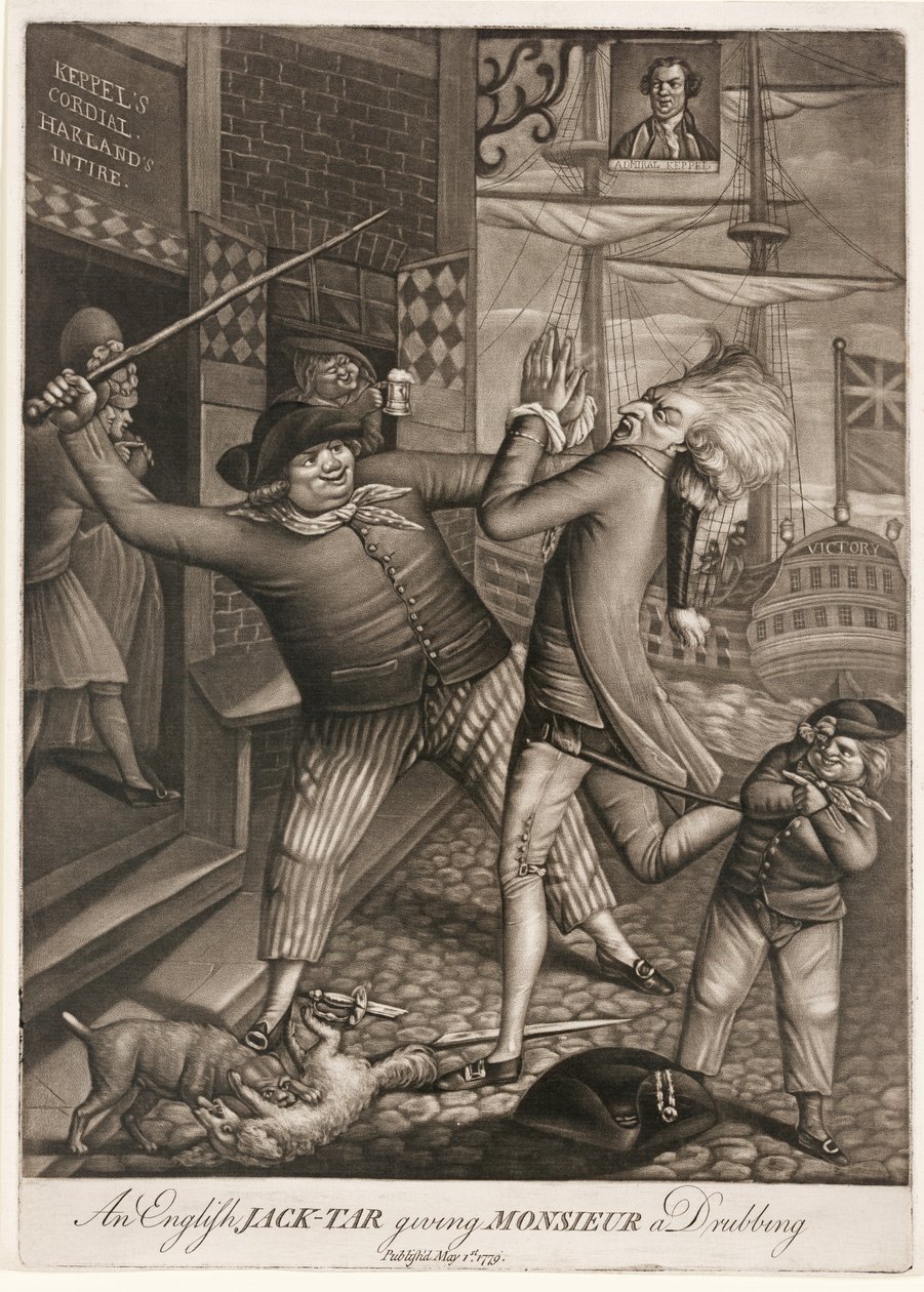 An English Jack-Tar Giving Monsieur a Drubbing, pub. 1779 (metszet) alkotó: English School