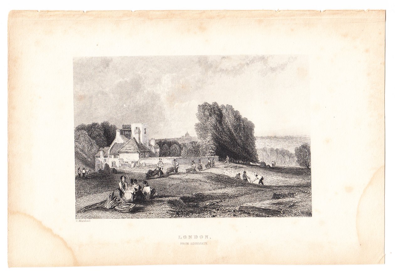 Londoni metszet a Highgate-től, 1800 körül (metszet) alkotó: English School