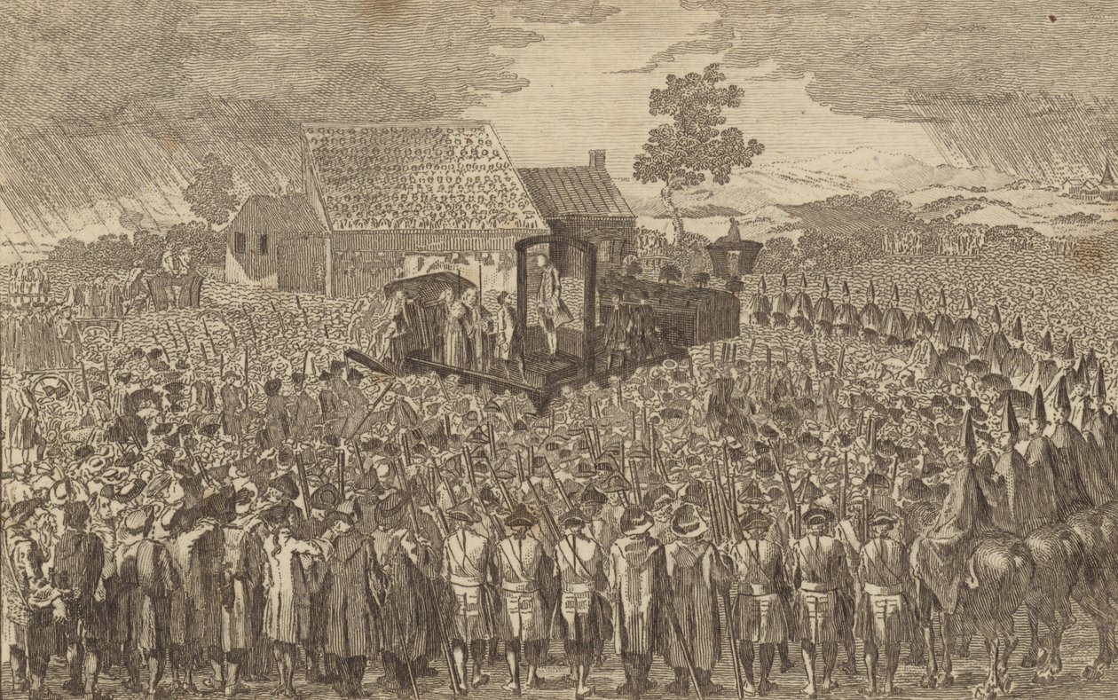 Lord Ferrers kivégzésének pontos képe alkotó: English School
