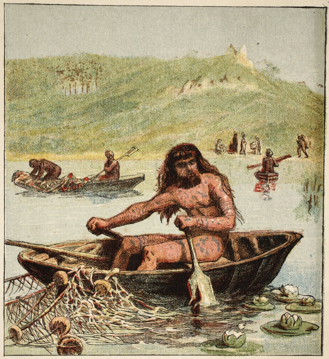Ősi brit a csónakjában, kocsmában. 1890 (színes litográfia) alkotó: English School