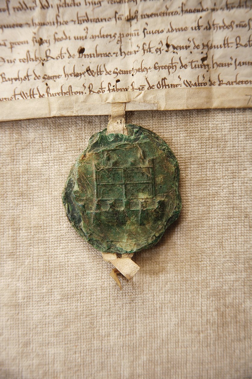 Ősi pecsét az eredeti kastély képével, IV. William de Albini számára, 1267 körül (papír és viasz) alkotó: English School