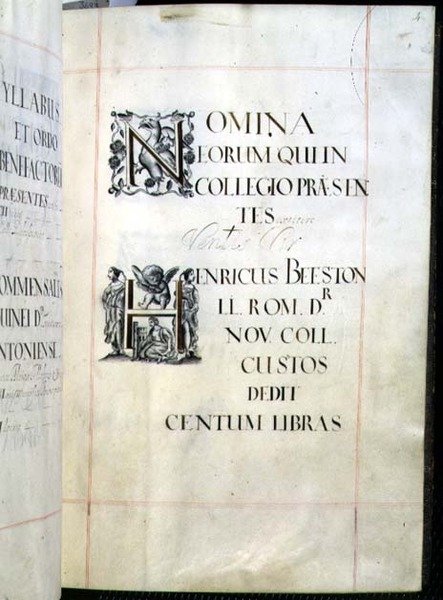 Archívum 3693 fol.4 oldal az oxfordi New College jótékonysági könyvéből alkotó: English School