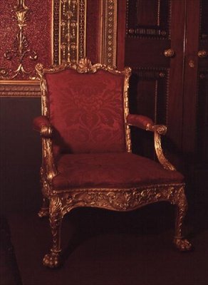 Fotel, Robert Adam tervezte, Thomas Chippendale kivitelezte, 1764 (aranyfa) alkotó: English School