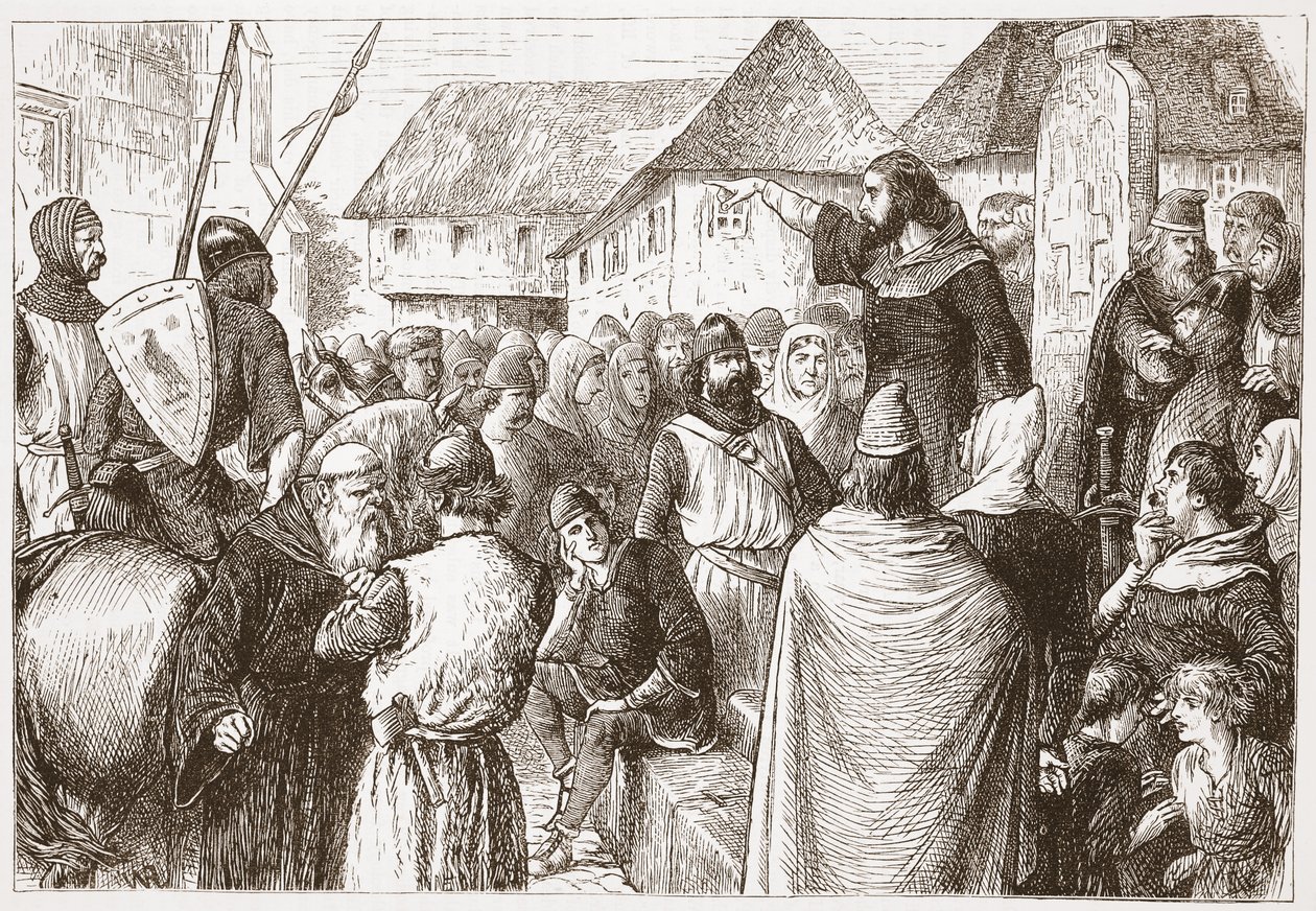 Bresciai Arnold Prédikáció, illusztráció: James Aitken Wylie (1808-1890) A protestantizmus története című könyvéből, pub. 1878 alkotó: English School