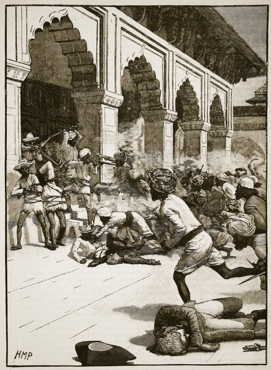 Benares Rajah letartóztatása, illusztráció a Cassells Illustrated History of Englandből (szépia fotó) alkotó: English School