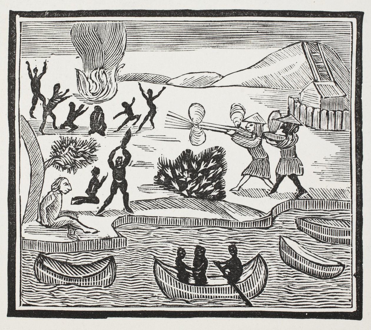 Vadak érkezése Christian Prisonerrel, illusztráció a Chap-books of the Eighteenth Century-ből, John Ashton, pub. 1882 alkotó: English School