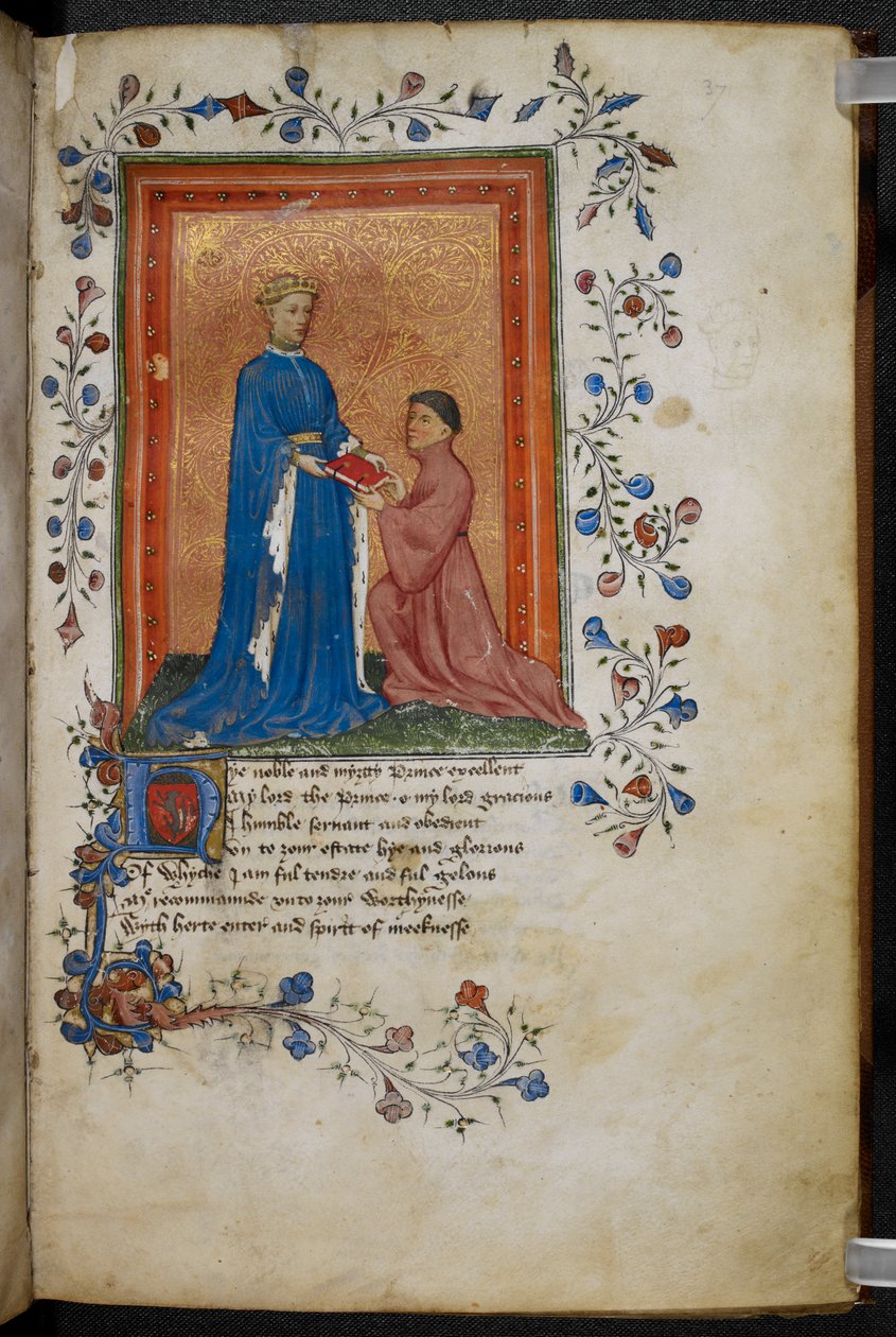 Arundel 38 f.37 Thomas Hoccleve bemutatja 