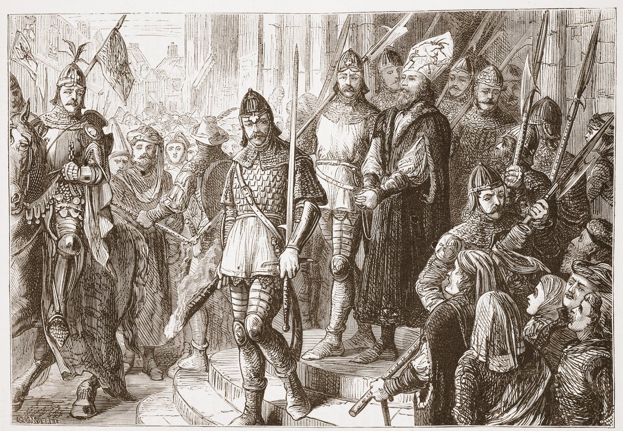 Miközben kivezették a templomból... énekelni kezdett: Credo in Unum Deum, illusztráció: James Aitken Wylie (1808-1890), kocsma: A protestantizmus története. 1878 alkotó: English School