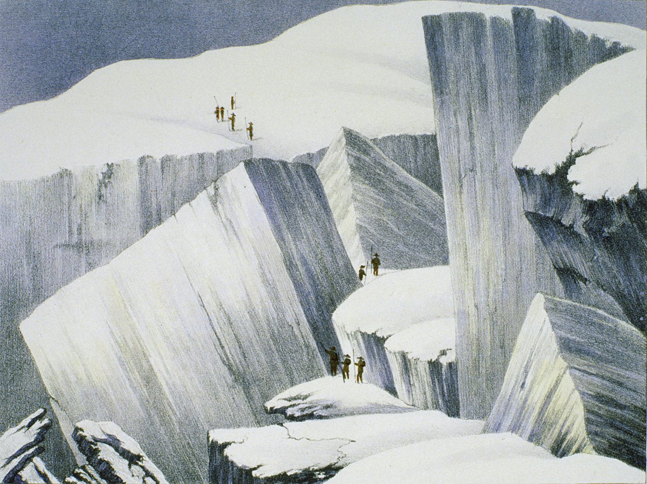 Ascending a Cliff, Charles Fellows (1799-1860) A Mont Blanc csúcsáig való emelkedésről szóló narratívából, 1827 alkotó: English School