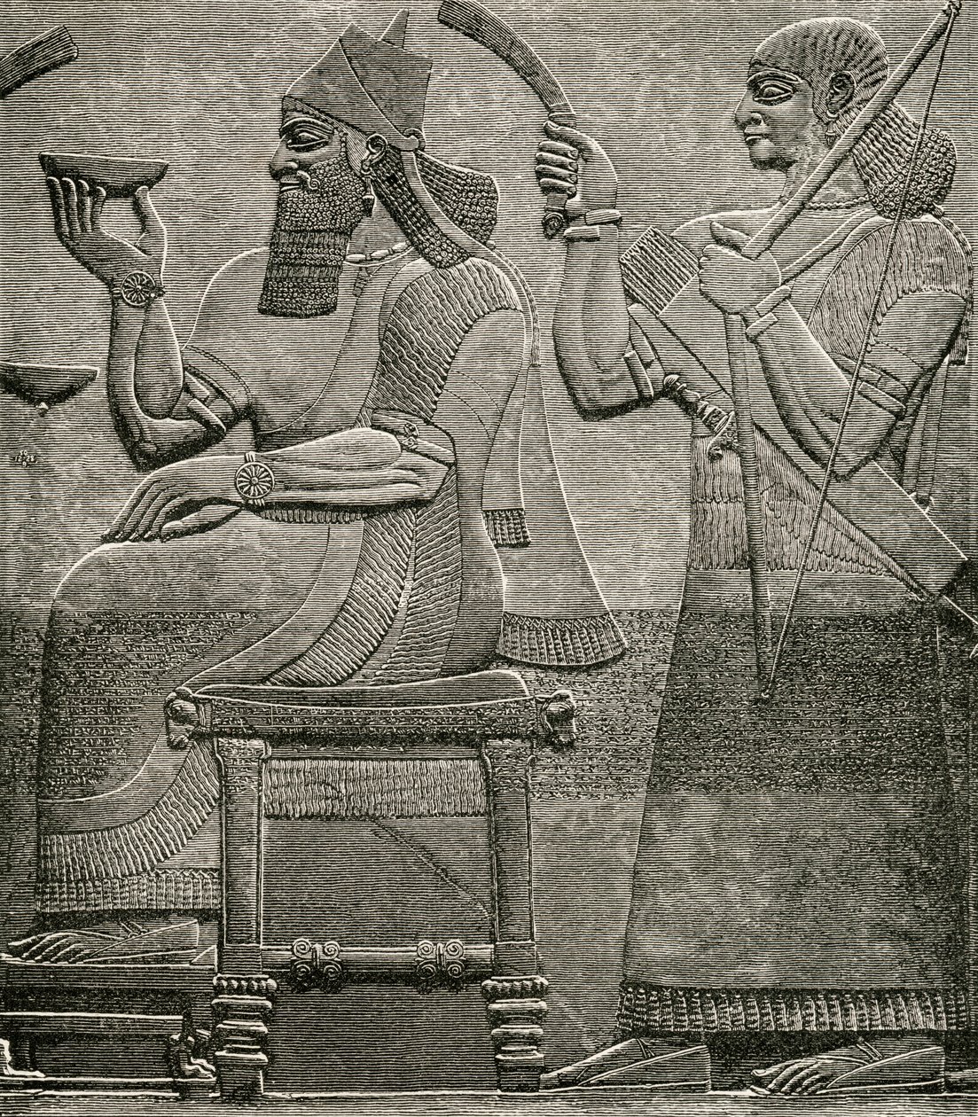 Ashur-nasir-pal II, a British Museum domborművéből, a Világok lakóiból, G.T. Bettany, megjelent 1888 alkotó: English School