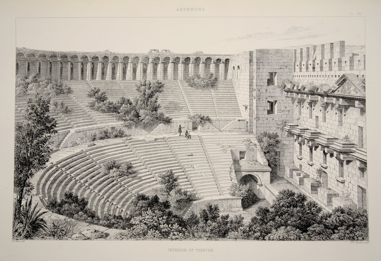 Aspendu - Színház belseje, a The Principal Ruins of Asia Minor, pub. 1863 (litográfia) alkotó: English School