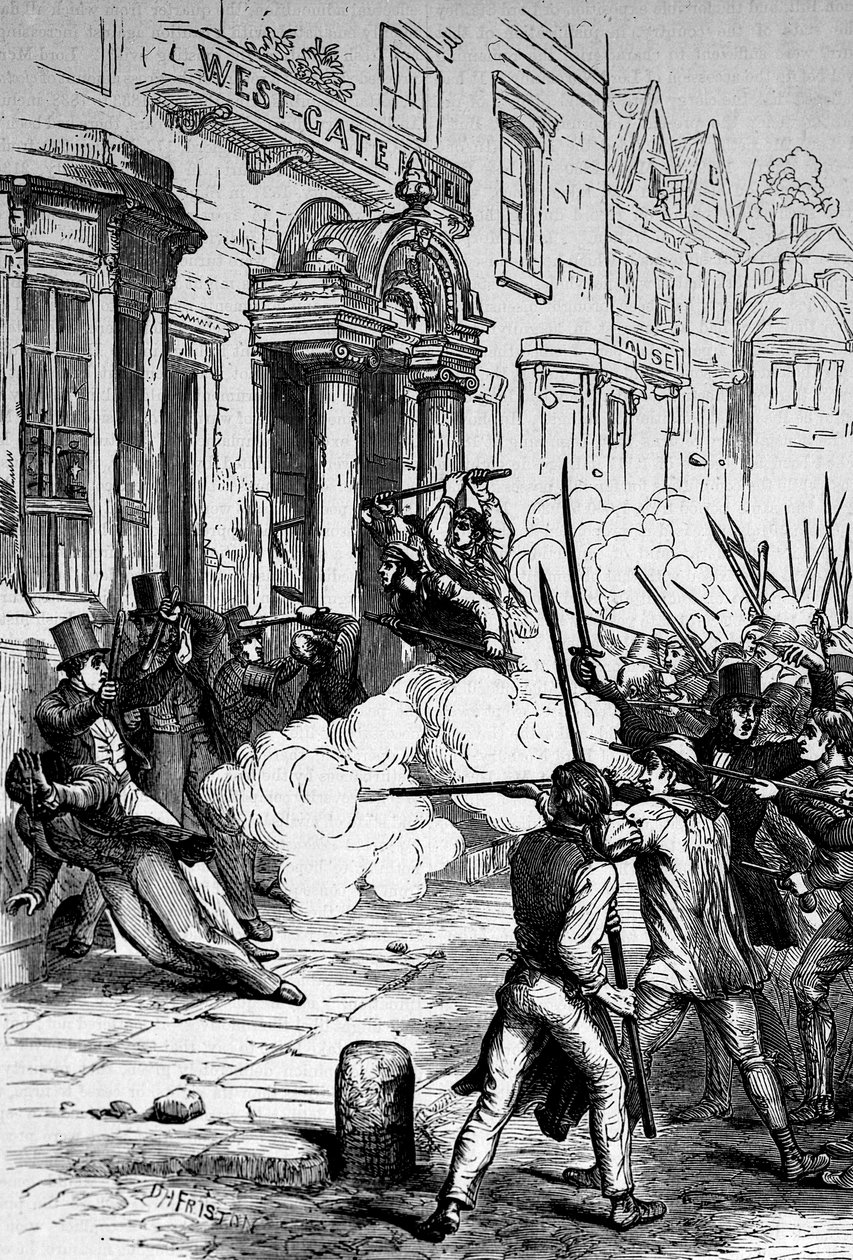 Támadás a Westgate Hotel ellen, Newportban 1839. november 4-én alkotó: English School