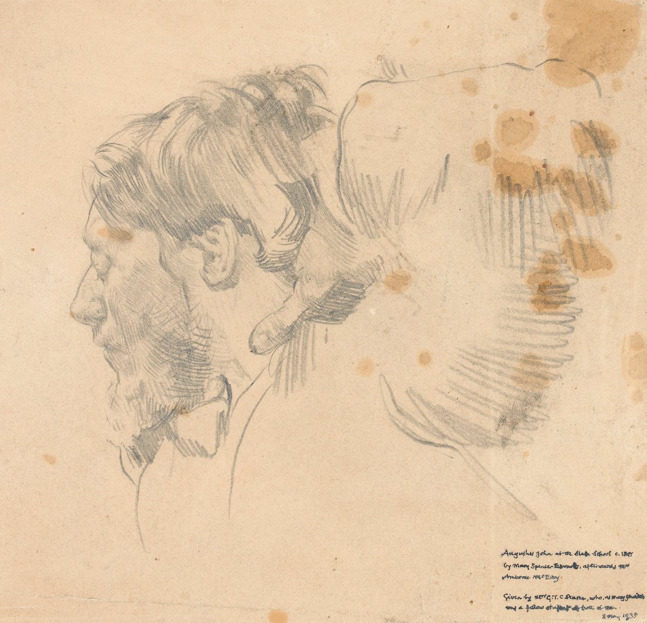 Augustus John a Slade Művészeti Iskolában, 1897 körül (grafit papíron) alkotó: English School