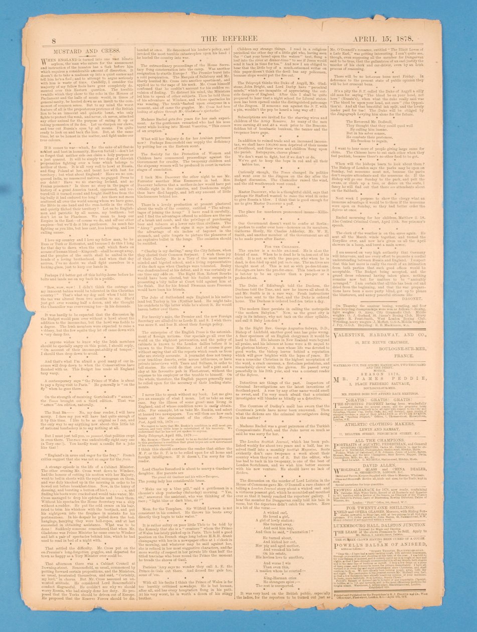 A játékvezető hátsó oldala, 35. sz. 1878. április 15 alkotó: English School