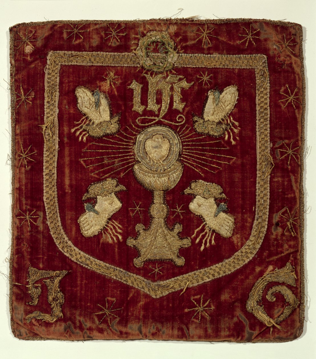 Krisztus öt sebének jelvénye (hímzett textil) alkotó: English School
