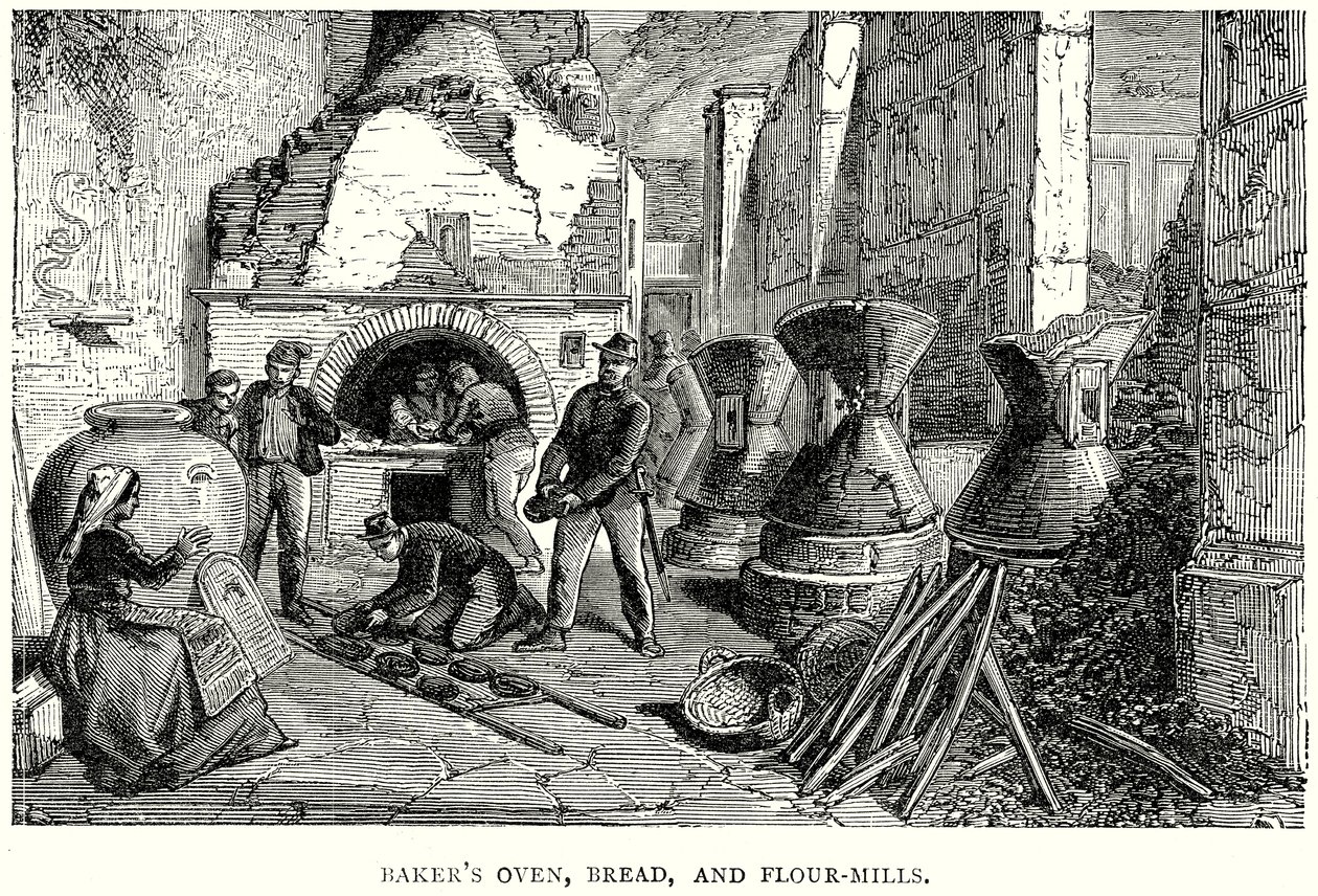 Pékség, kenyér- és lisztkészítő malom (metszet) alkotó: English School